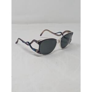 Vintage Wavy Frame Blue Purple Marble Bijou Pattern Sunglasses